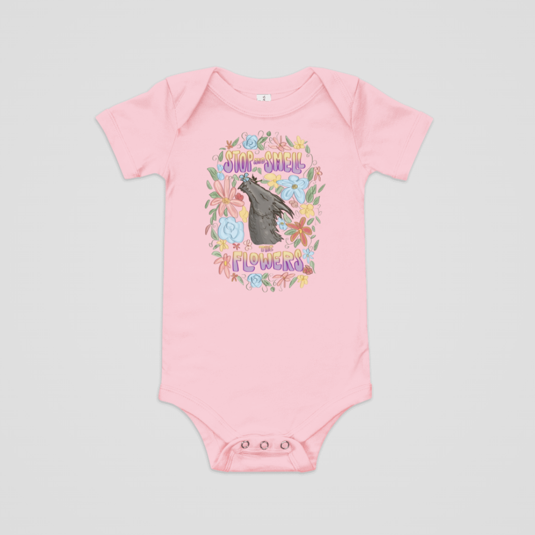 SMELL THE FLOWERS BABY ONESIE