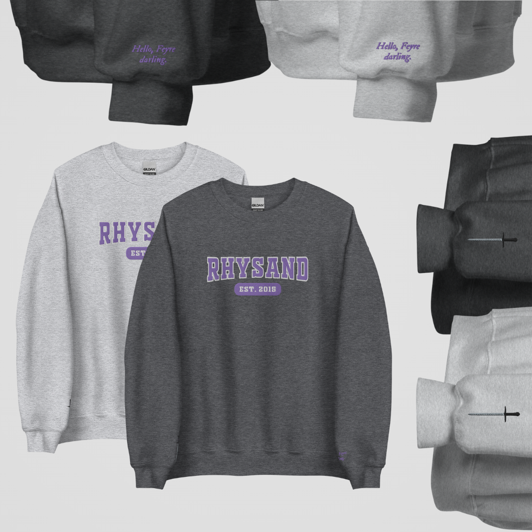 SJM COLLEGIATE EMBROIDERED CREWNECK *ACOTAR BOOK BOYFRIEND EDITION