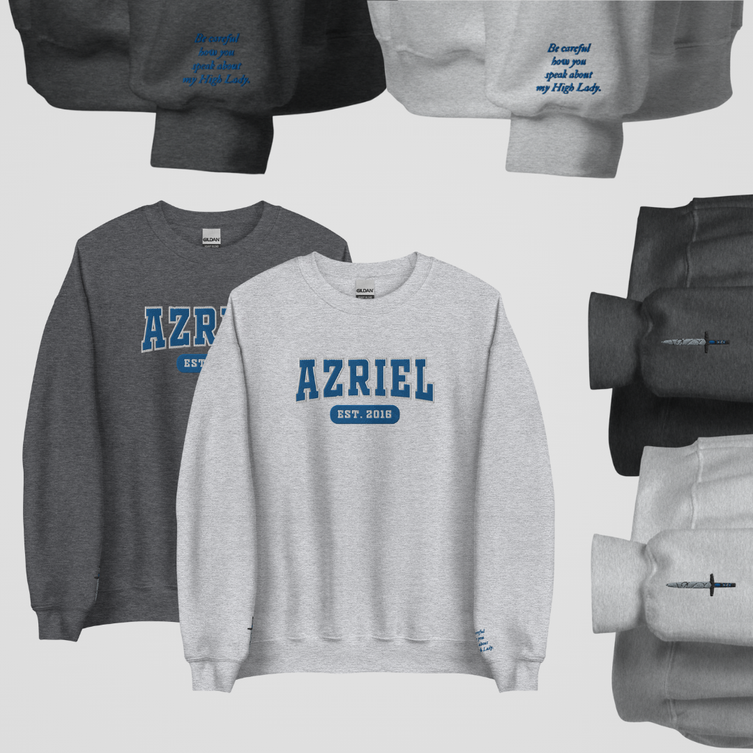 SJM COLLEGIATE EMBROIDERED CREWNECK *ACOTAR BOOK BOYFRIEND EDITION