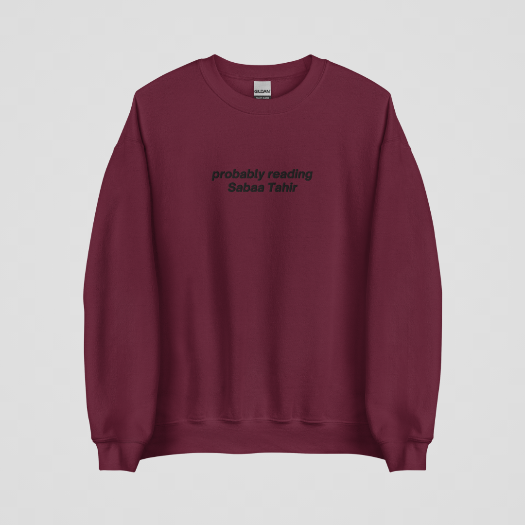 PROBABLY READING SABAA TAHIR EMBROIDERED CREWNECK