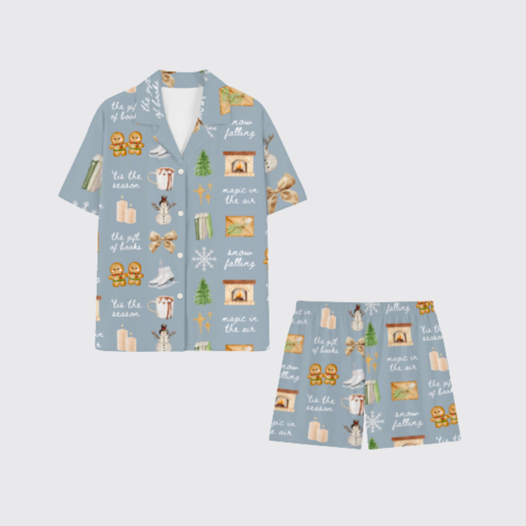 BOOKISH GIRL WINTER PAJAMA SHORTS SET