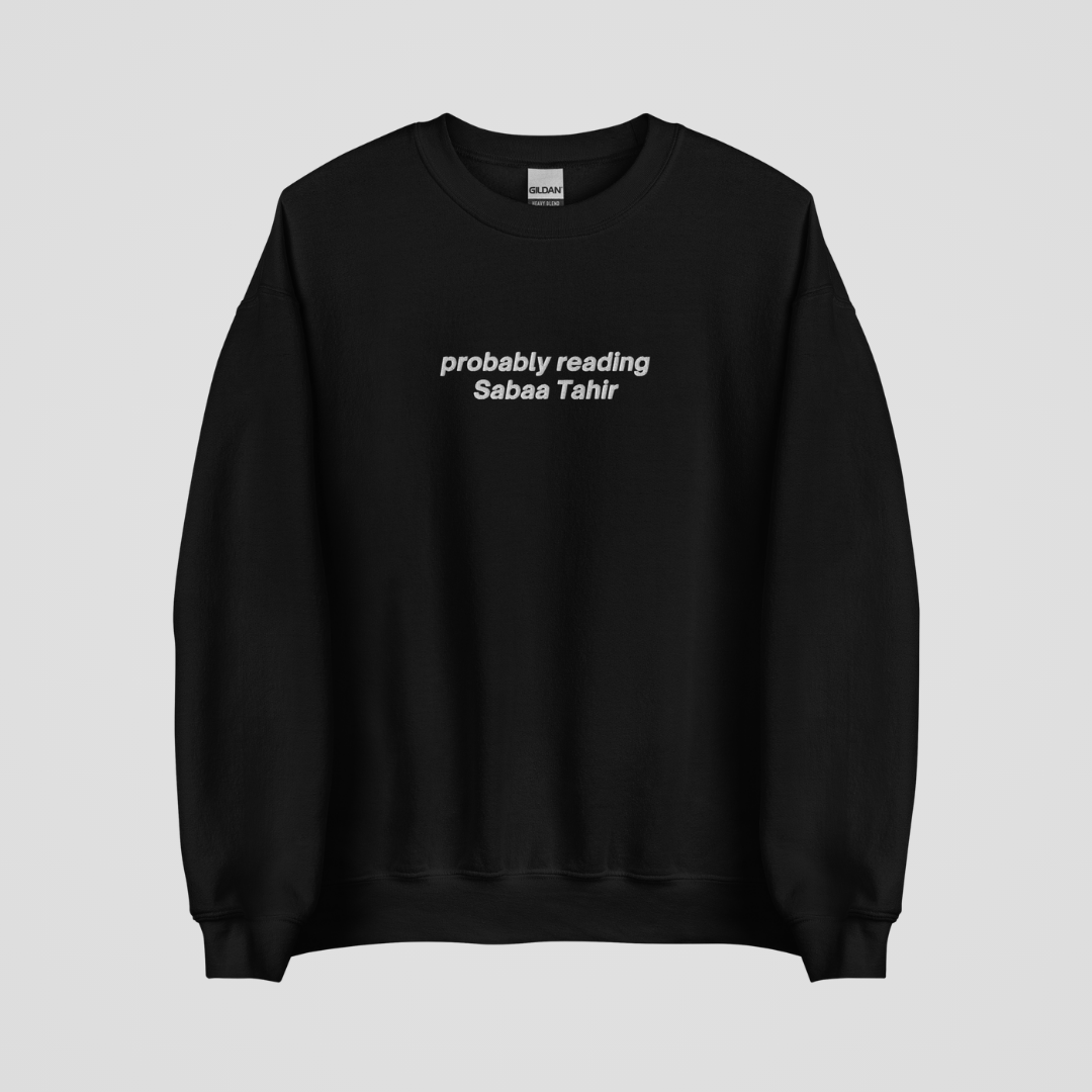 PROBABLY READING SABAA TAHIR EMBROIDERED CREWNECK