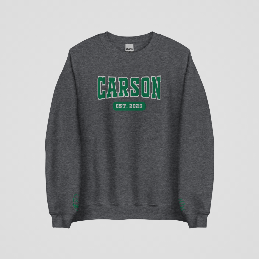 LEGACY OF GODS COLLEGIATE EMBROIDERED CREWNECK *GARETH CARSON EDITION