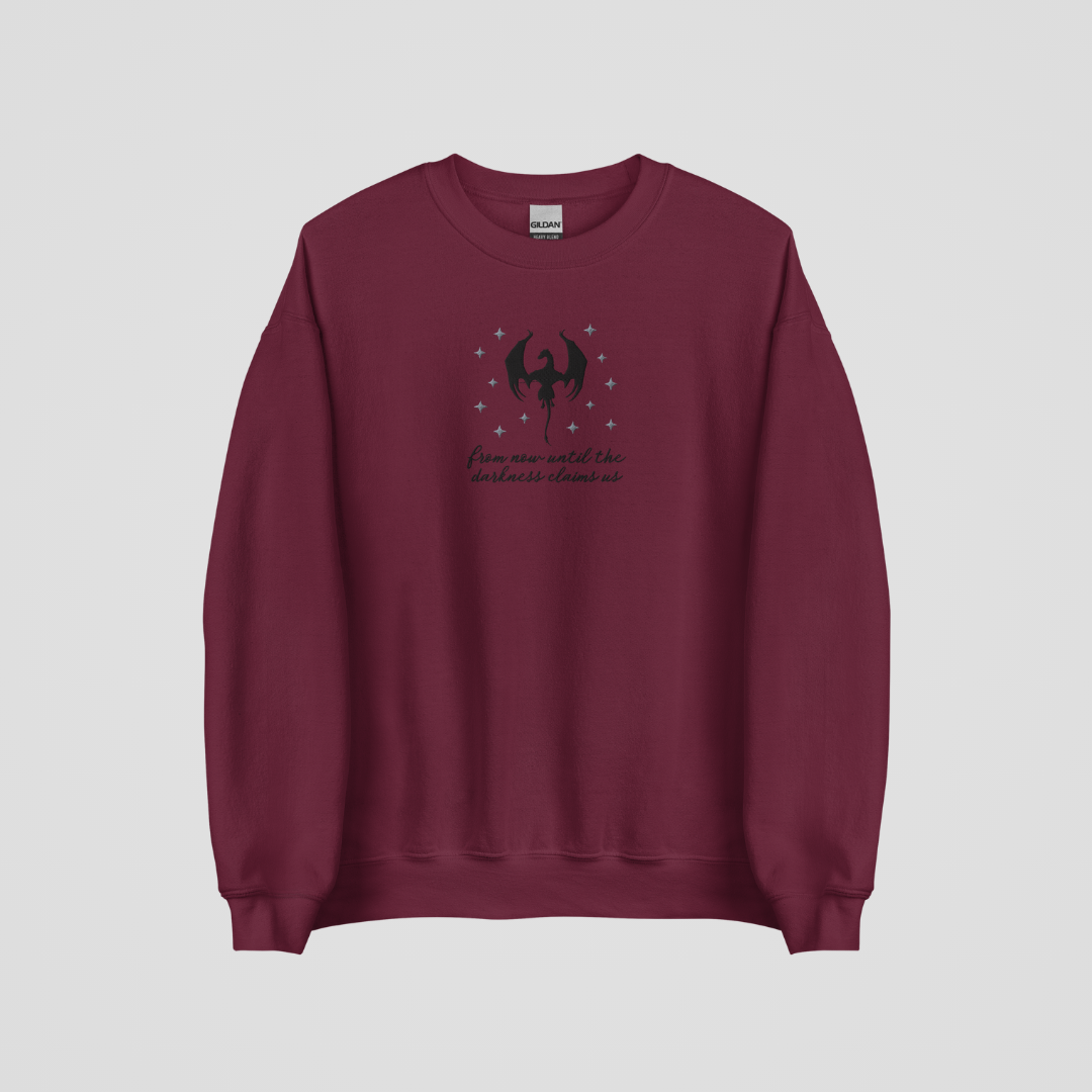 UNTIL THE DARKNESS CLAIMS US EMBROIDERED CREWNECK