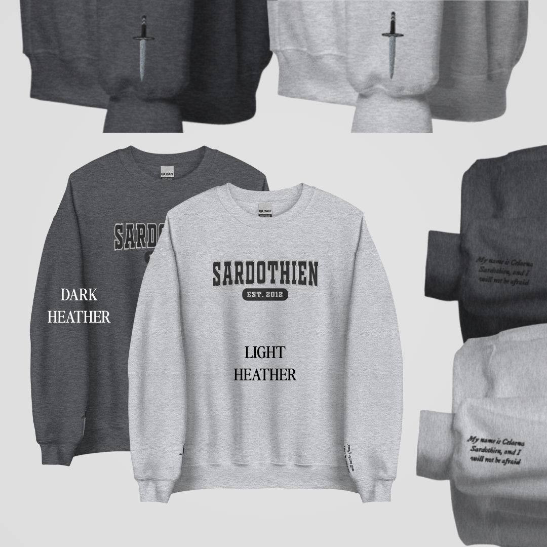 THRONE OF GLASS COLLEGIATE EMBROIDERED CREWNECKS *SAM x CELAENA EDITION
