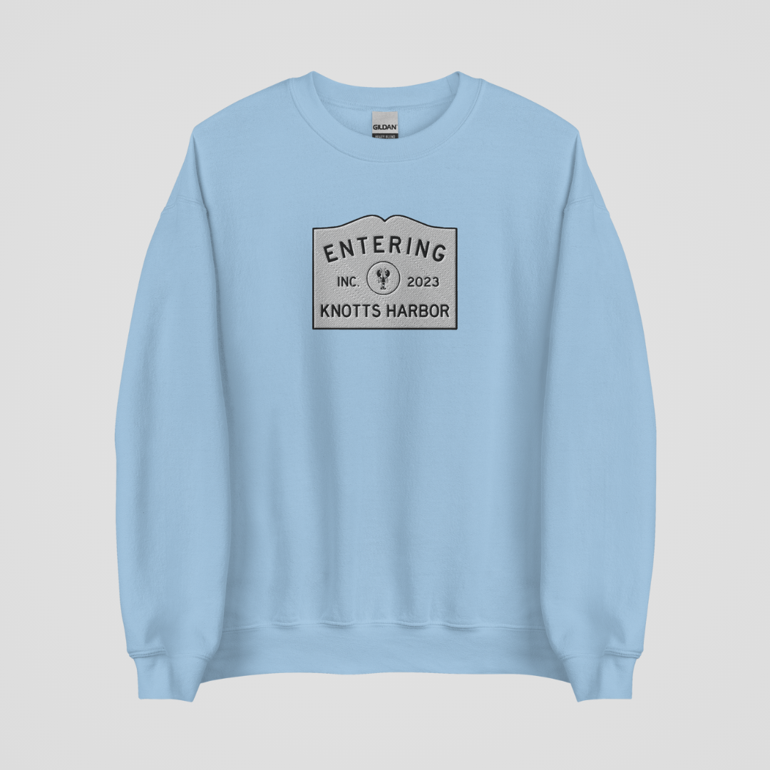 ENTERING KNOTTS HARBOR EMBROIDERED CREWNECK