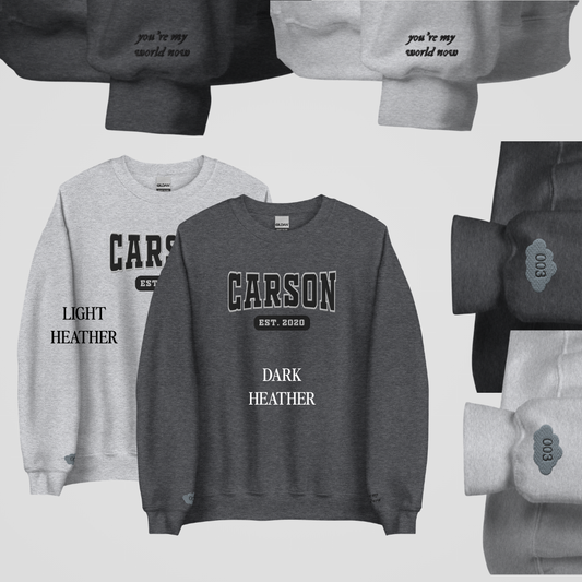 LIES & TRUTHS DUET COLLEGIATE EMBROIDERED CREWNECKS *ASHER x REINA EDITION