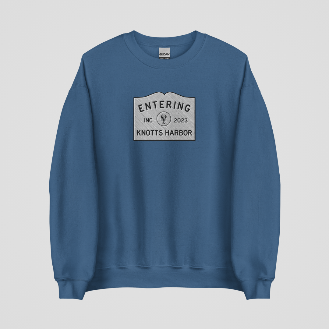 ENTERING KNOTTS HARBOR EMBROIDERED CREWNECK