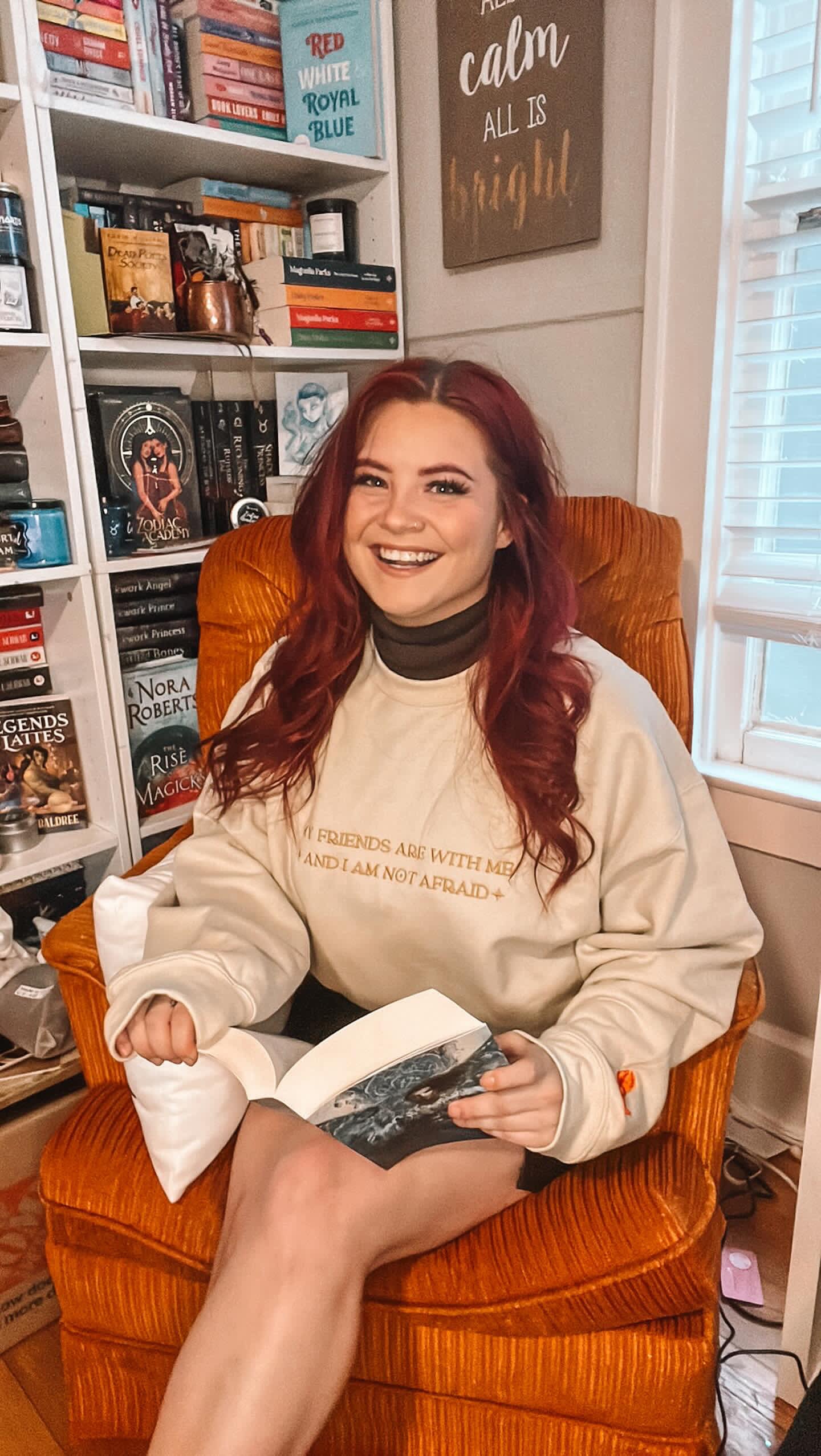 MY FRIENDS ARE WITH ME EMBROIDERED CREWNECK
