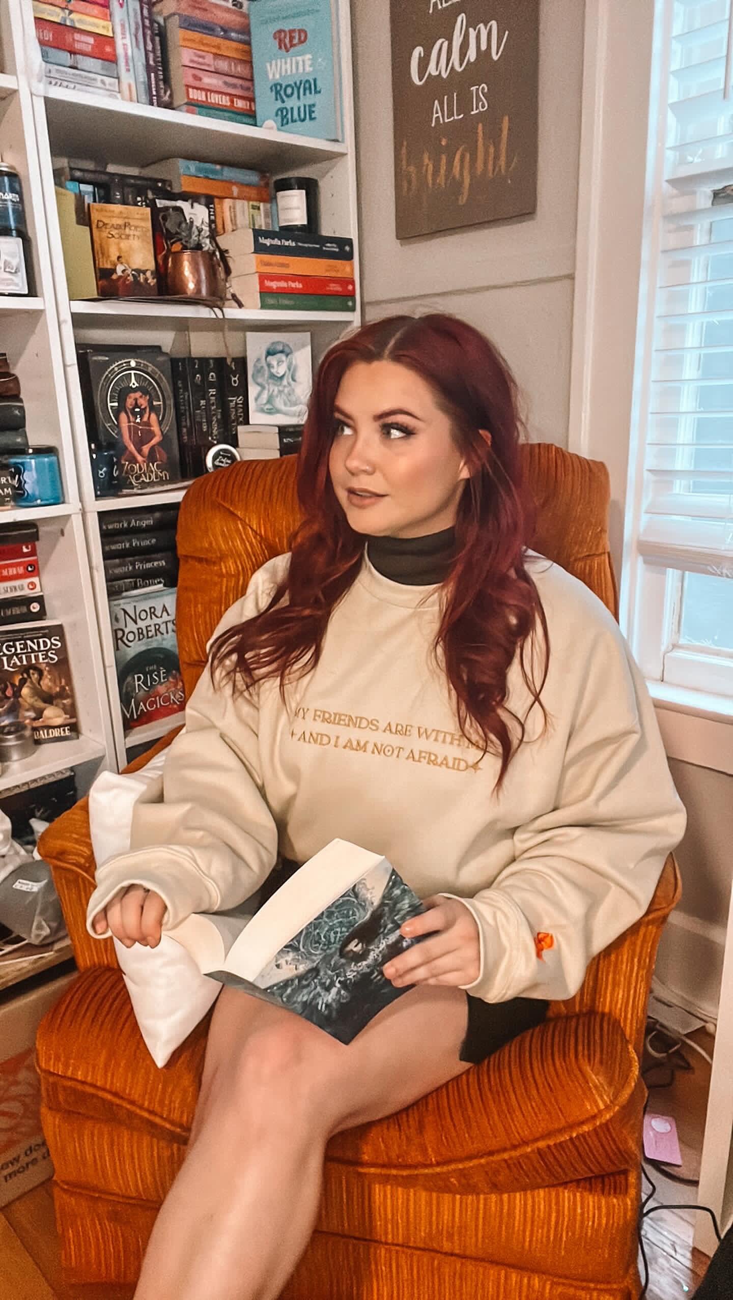 MY FRIENDS ARE WITH ME EMBROIDERED CREWNECK
