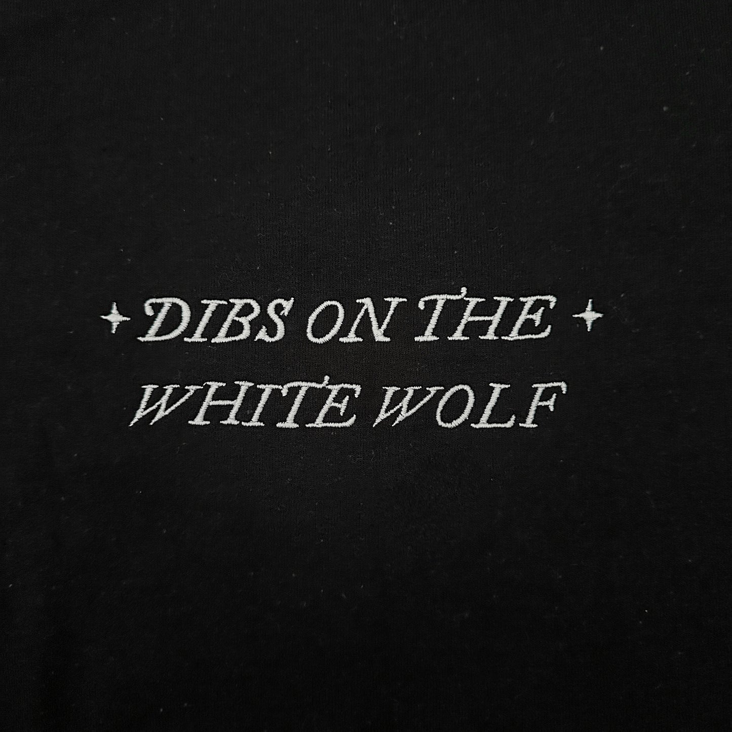 DIBS ON THE WHITE WOLF EMBROIDERED CREWNECK