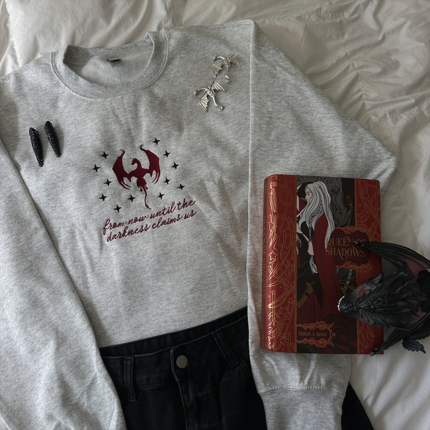 UNTIL THE DARKNESS CLAIMS US EMBROIDERED CREWNECK