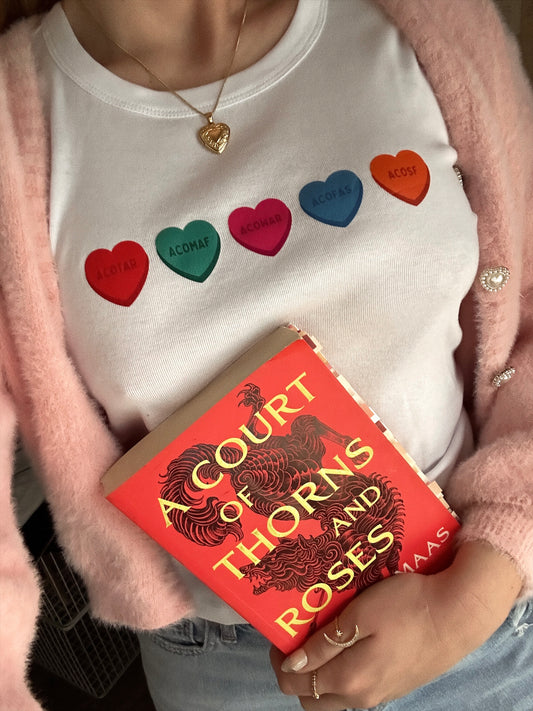 ACOTAR CONVERSATION HEARTS BABY TEE
