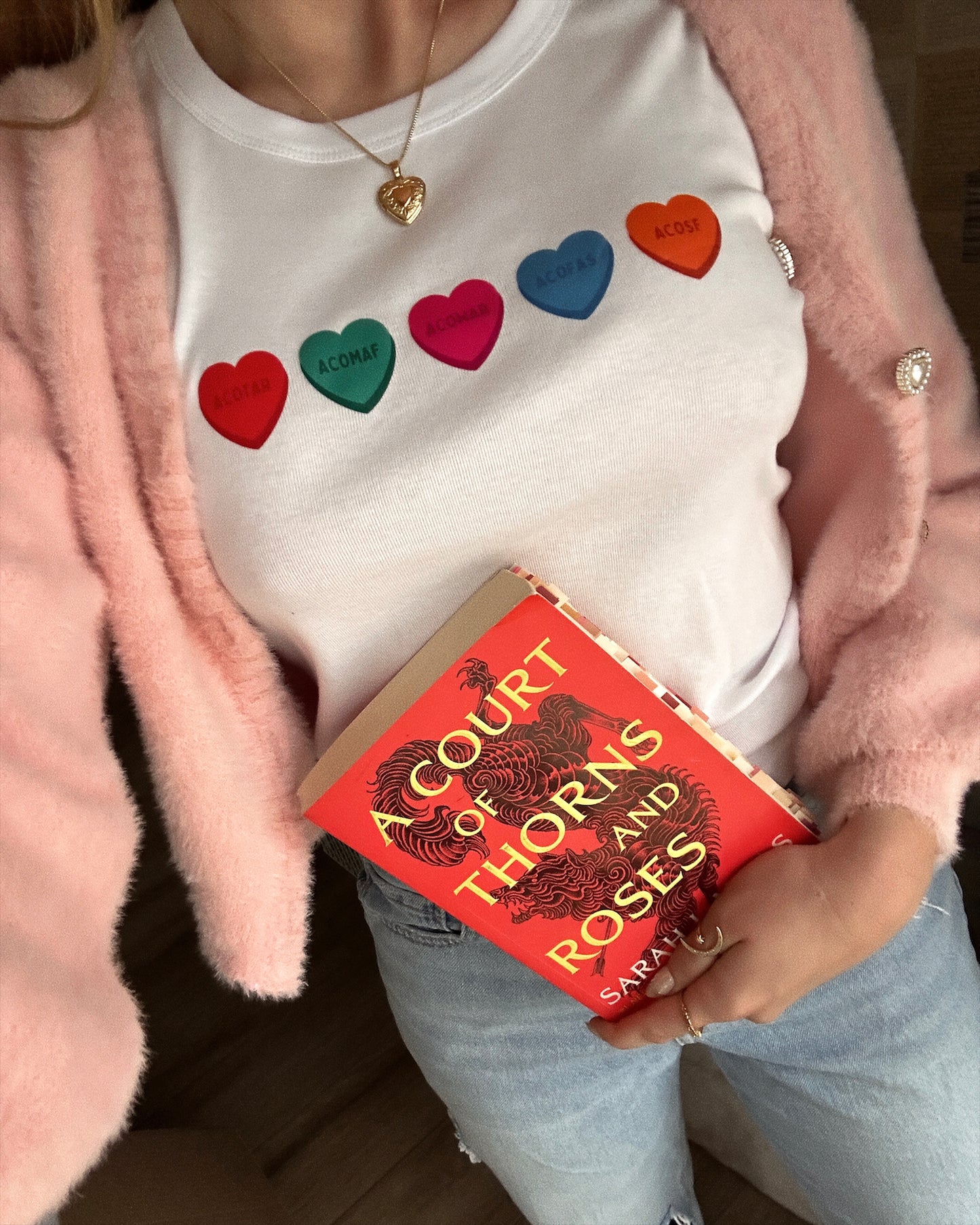 ACOTAR CONVERSATION HEARTS BABY TEE