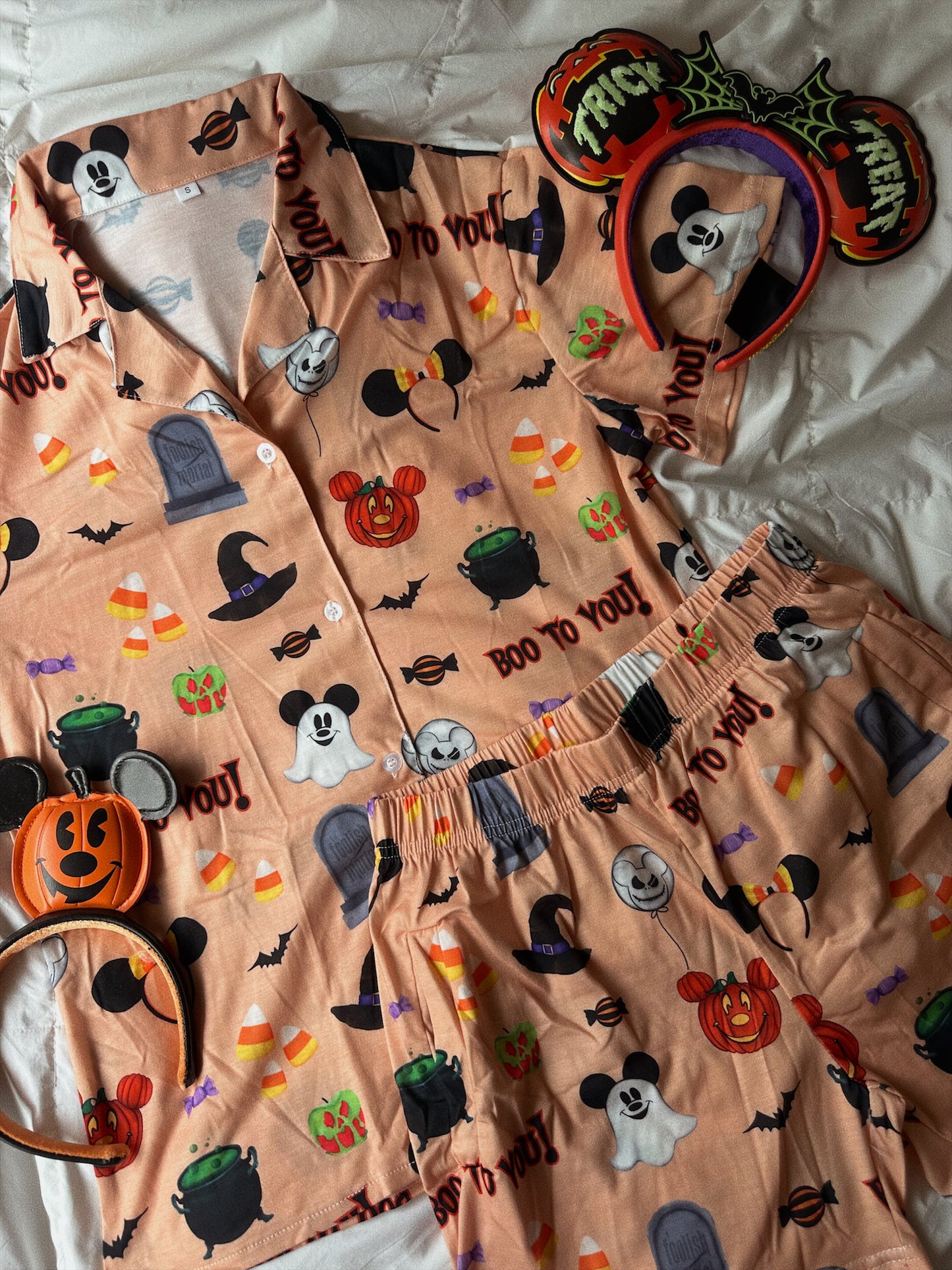 BOO TO YOU HALLOWEEN PAJAMA SHORTS SET