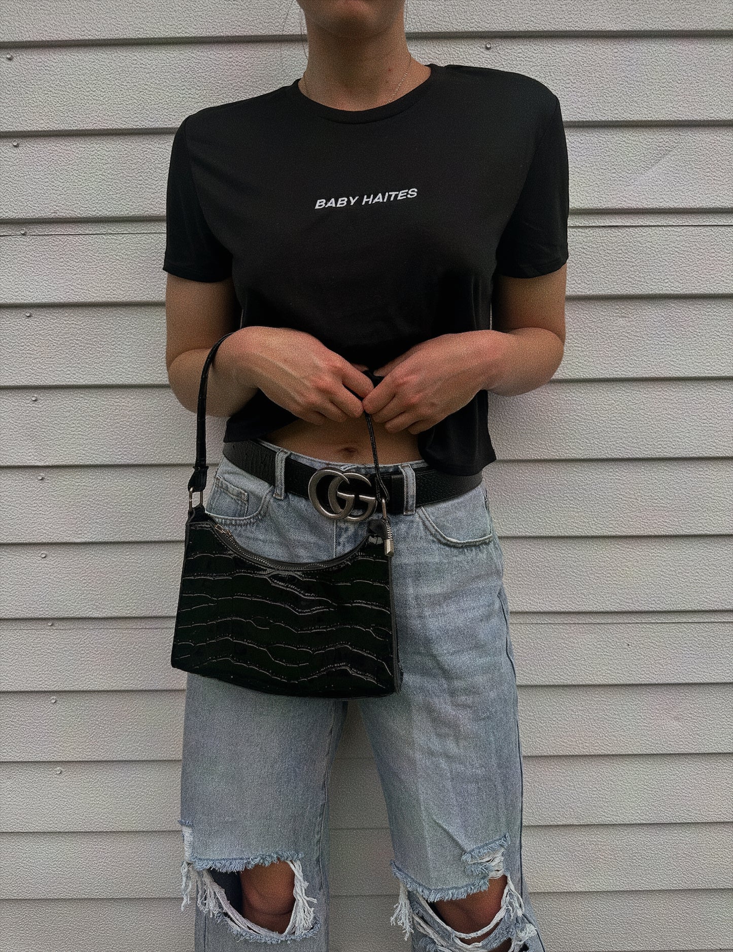 BABY HAITES EMBROIDERED CROP TEE