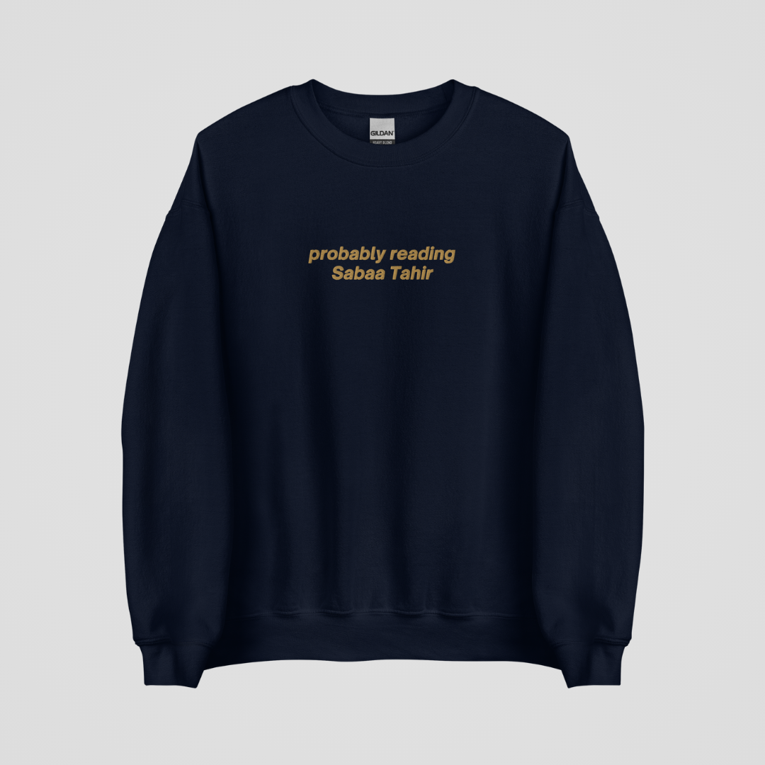 PROBABLY READING SABAA TAHIR EMBROIDERED CREWNECK