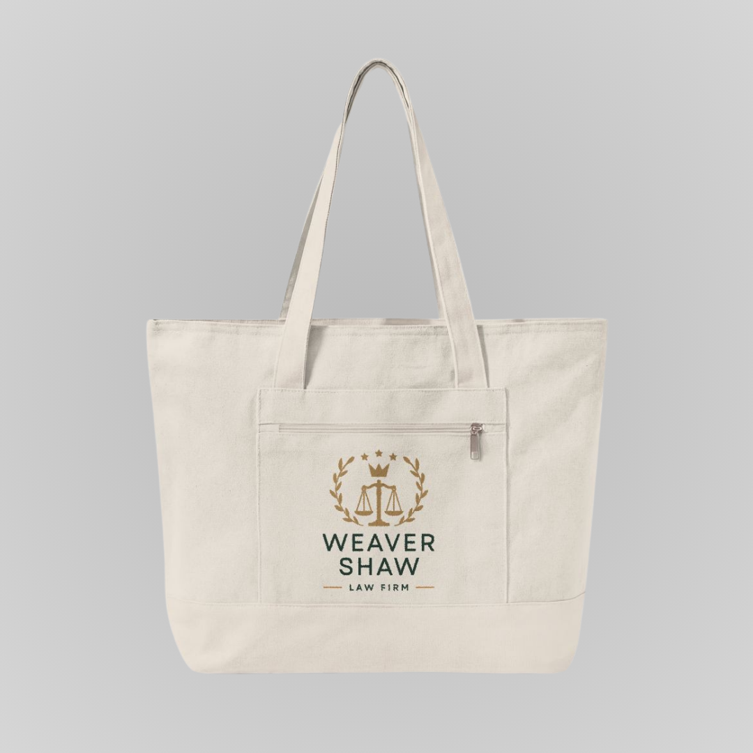 WEAVER & SHAW CANVAS ZIPPERED TOTE BAG