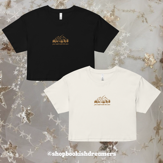 RATTLE THE STARS EMBROIDERED CROP TEE