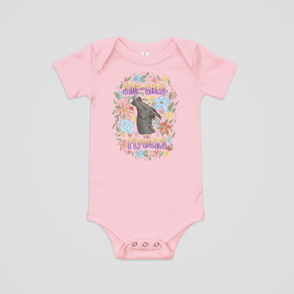 SMELL THE FLOWERS BABY ONESIE