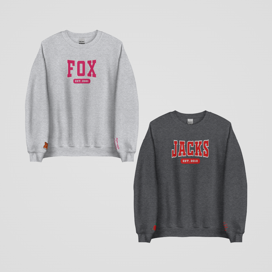 OUABH COLLEGIATE EMBROIDERED CREWNECKS *EVANGELINE x JACKS EDITION