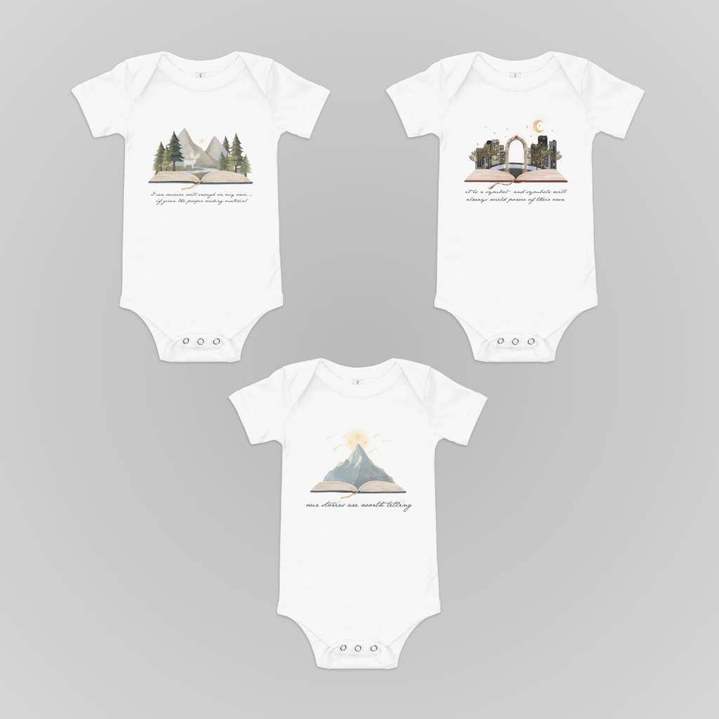 SARAH J MAAS BOOK WORLDS BABY ONESIES