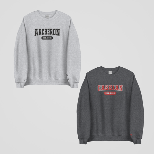 ACOTAR COLLEGIATE EMBROIDERED CREWNECKS *CASSIAN x NESTA EDITION
