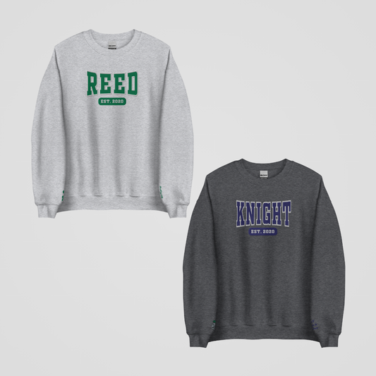 ROYAL ELITE COLLEGIATE EMBROIDERED CREWNECKS *XANDER x KIM EDITION