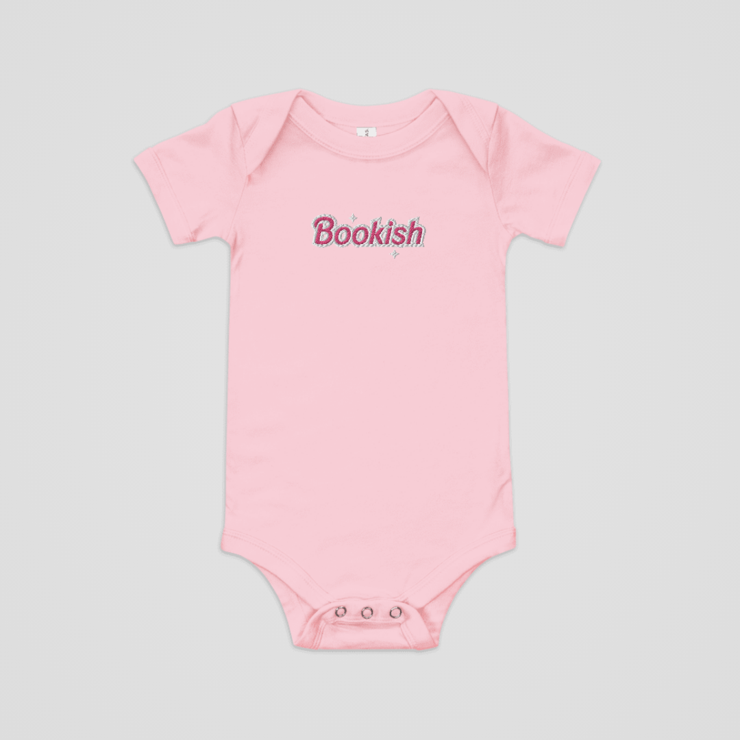 BOOKISH BARBIE EMBROIDERED BABY ONESIE