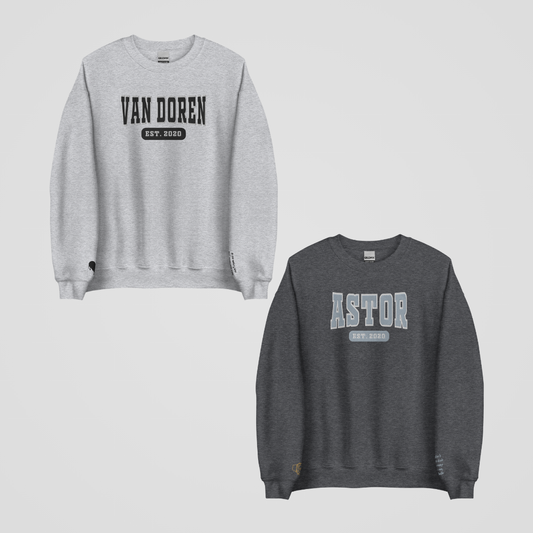 ROYAL ELITE COLLEGIATE EMBROIDERED CREWNECKS *RONAN x TEAL EDITION