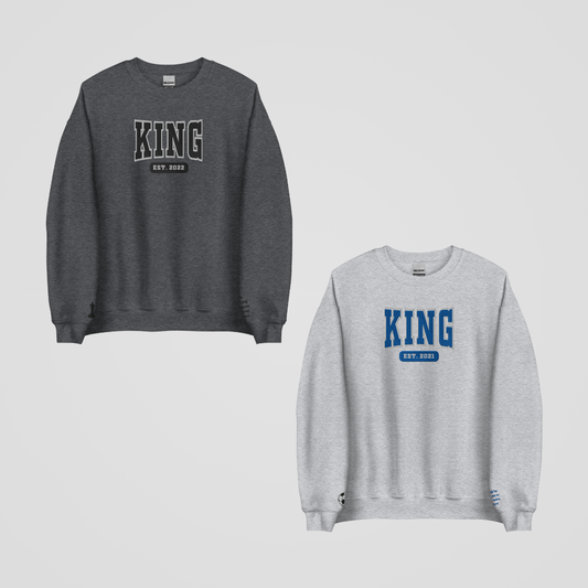 COLLEGIATE EMBROIDERED CREWNECK *ROYAL ELITE x LEVI & JONATHAN KING
