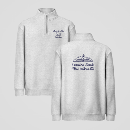WHALE OF A TALE MOCK-NECK QUARTER-ZIP SWEATER