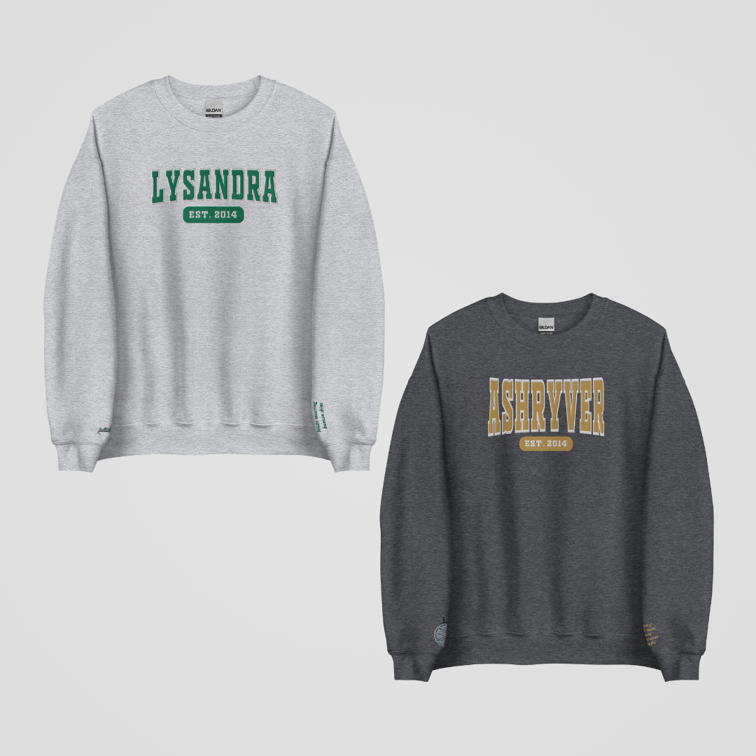 THRONE OF GLASS COLLEGIATE EMBROIDERED CREWNECKS *AEDION x LYSANDRA EDITION