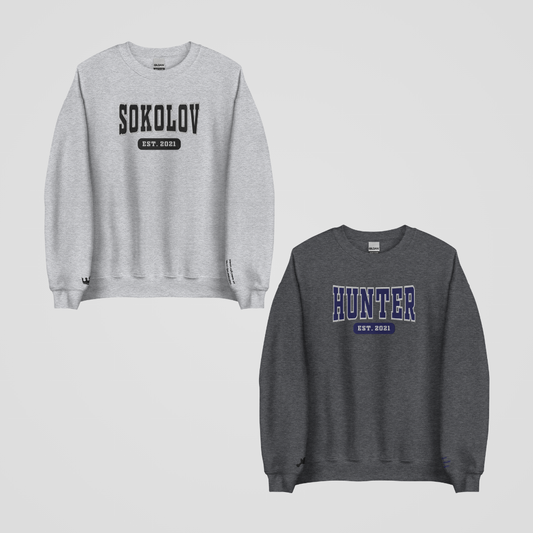 BRATVA COLLEGIATE EMBROIDERED CREWNECKS *KYLE x RAI EDITION