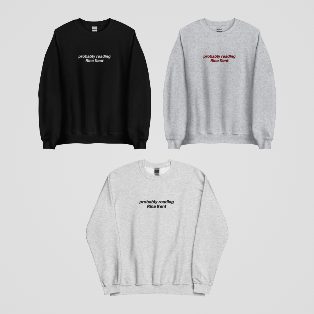 PROBABLY READING RINA KENT EMBROIDERED CREWNECK