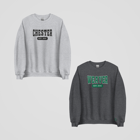 THORNS DUET COLLEGIATE EMBROIDERED CREWNECKS *SEBASTIAN x NAOMI EDITION