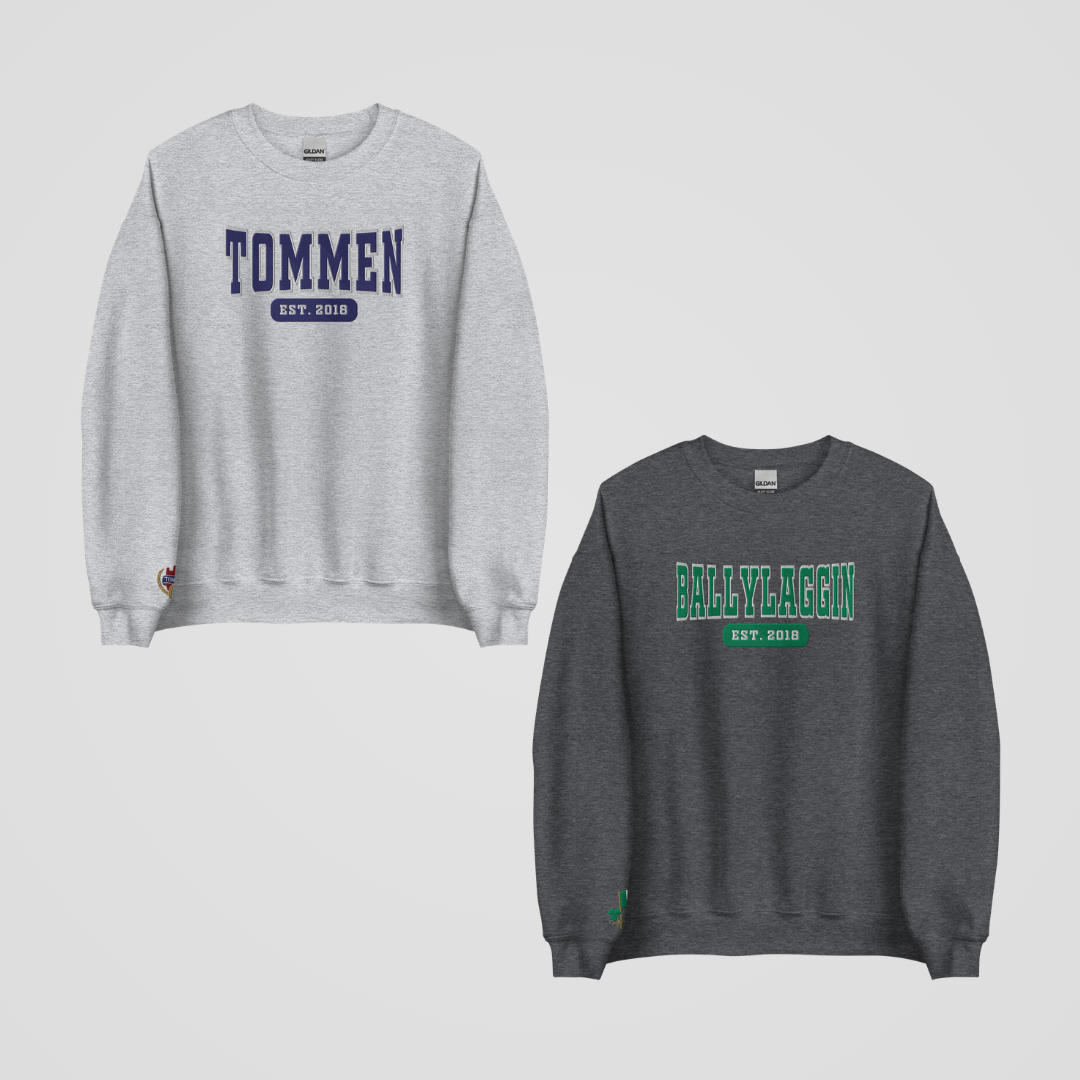 TOMMEN LOCATIONS COLLEGIATE EMBROIDERED CREWNECKS *TOMMEN x BALLYLAGGIN EDITION