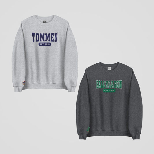 TOMMEN LOCATIONS COLLEGIATE EMBROIDERED CREWNECKS *TOMMEN x BALLYLAGGIN EDITION