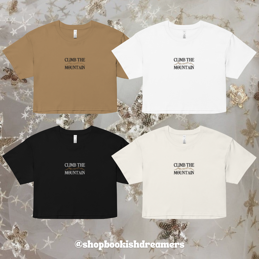 CLIMB THE MOUNTAIN EMBROIDERED CROP TEE