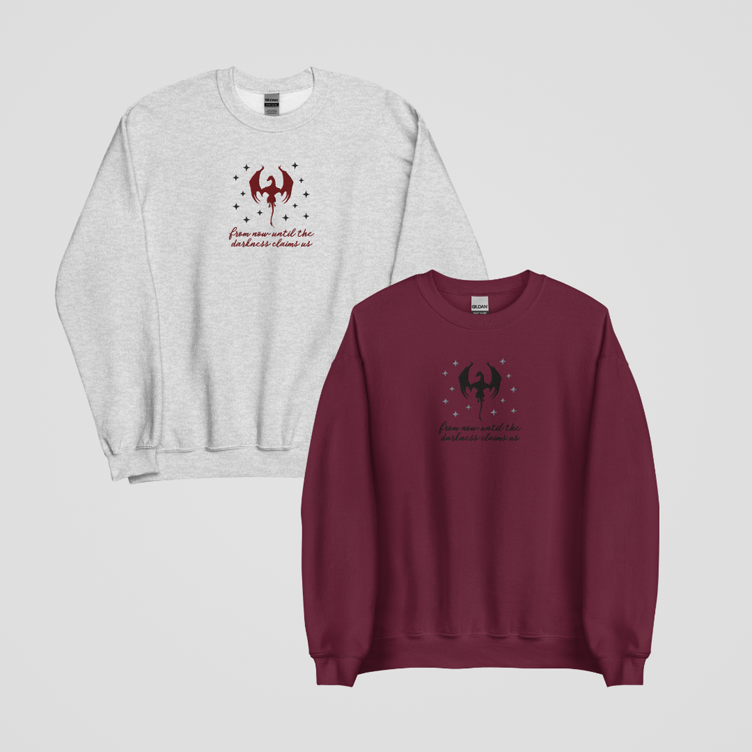 UNTIL THE DARKNESS CLAIMS US EMBROIDERED CREWNECK