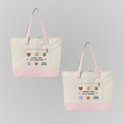 SUPPORT YOUR LOCAL❤ ZIPPERED TOTE BAG