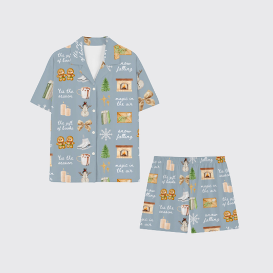 BOOKISH GIRL WINTER PAJAMA SHORTS SET
