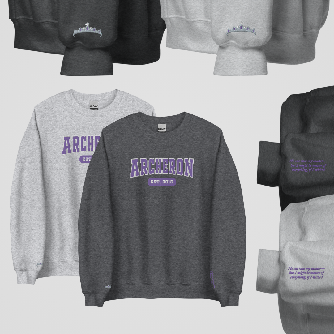 SJM COLLEGIATE EMBROIDERED CREWNECK *ACOTAR FEMALE LEADS EDITION