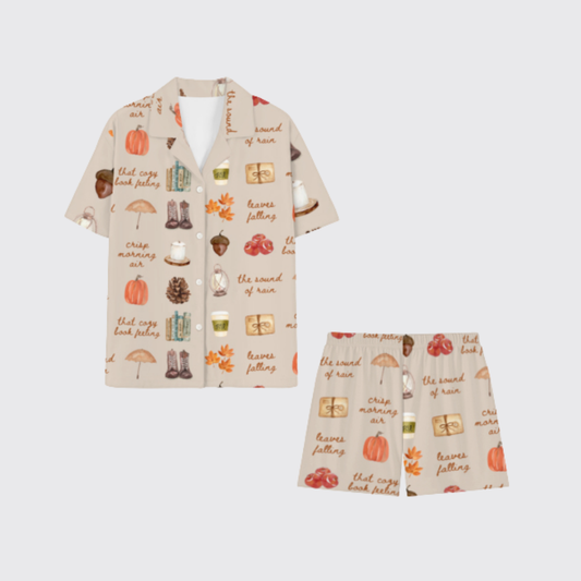 BOOKISH GIRL AUTUMN PAJAMA SHORTS SET