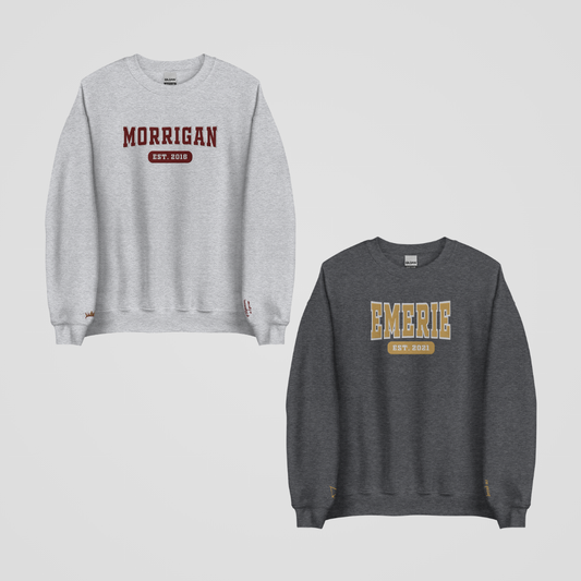 ACOTAR COLLEGIATE EMBROIDERED CREWNECKS *EMERIE x MORRIGAN EDITION