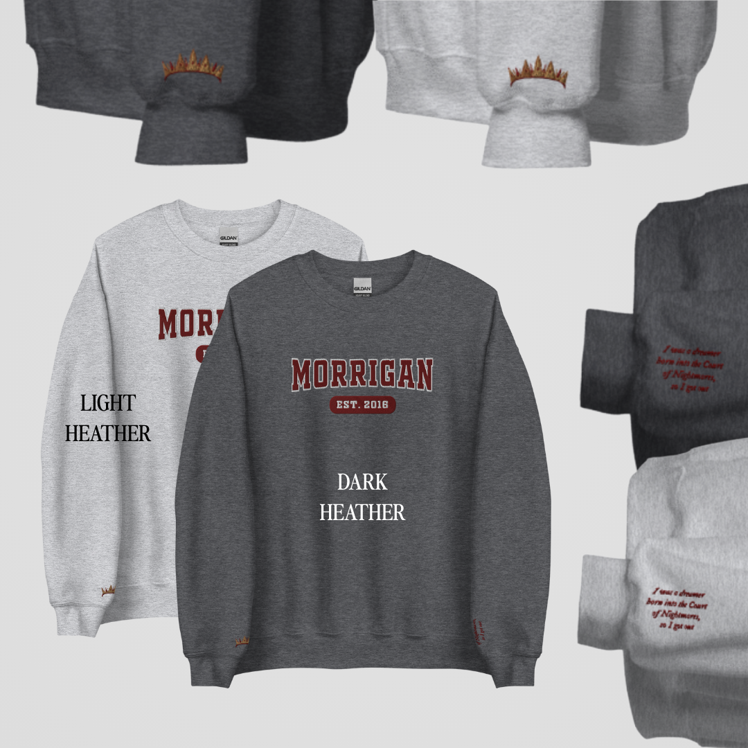 ACOTAR COLLEGIATE EMBROIDERED CREWNECKS *EMERIE x MORRIGAN EDITION