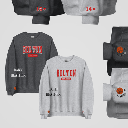 HSM COLLEGIATE EMBROIDERED CREWNECK *BOLTON EDITION