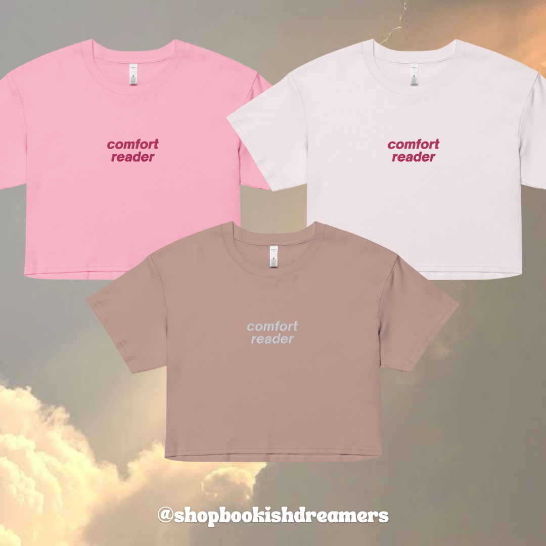 COMFORT READER EMBROIDERED CROP TEE