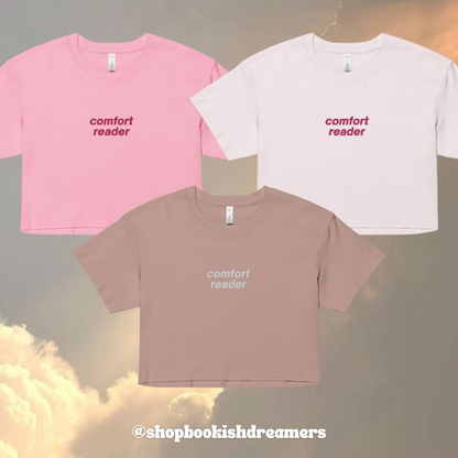 COMFORT READER EMBROIDERED CROP TEE