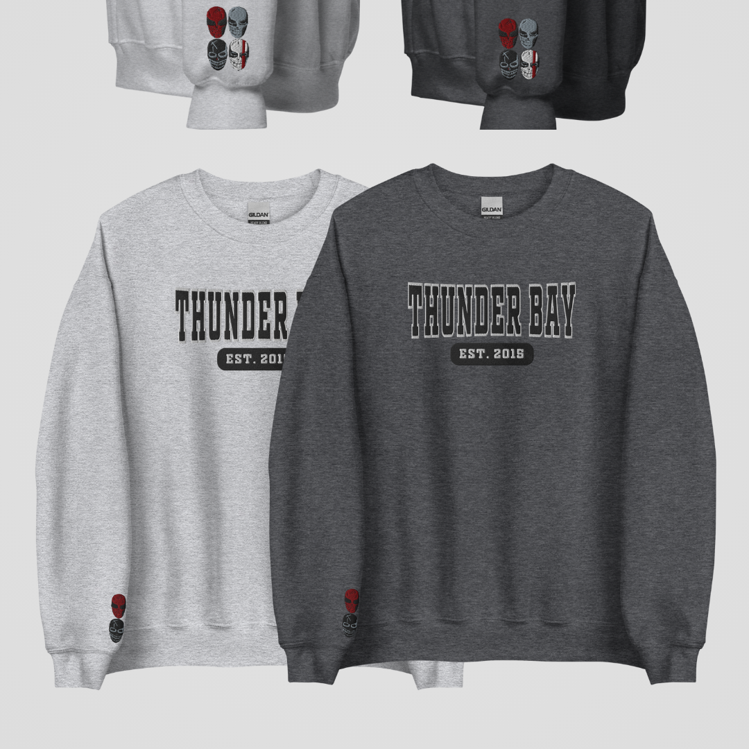 DEVIL'S NIGHT COLLEGIATE EMBROIDERED CREWNECKS *THUNDER BAY EDITION
